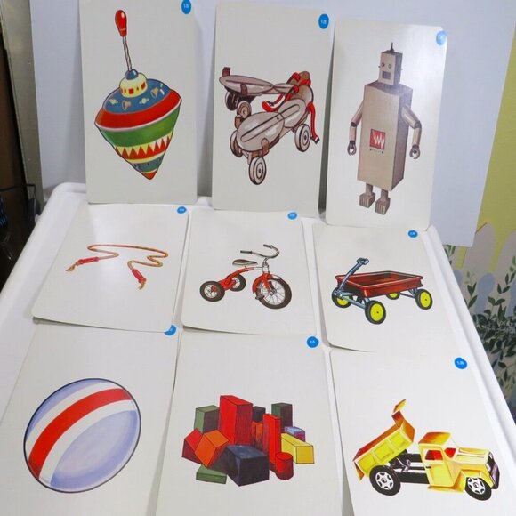 Peabody 60s Children's Toys (9) cards Vintage Artwork - Picture 1 of 12